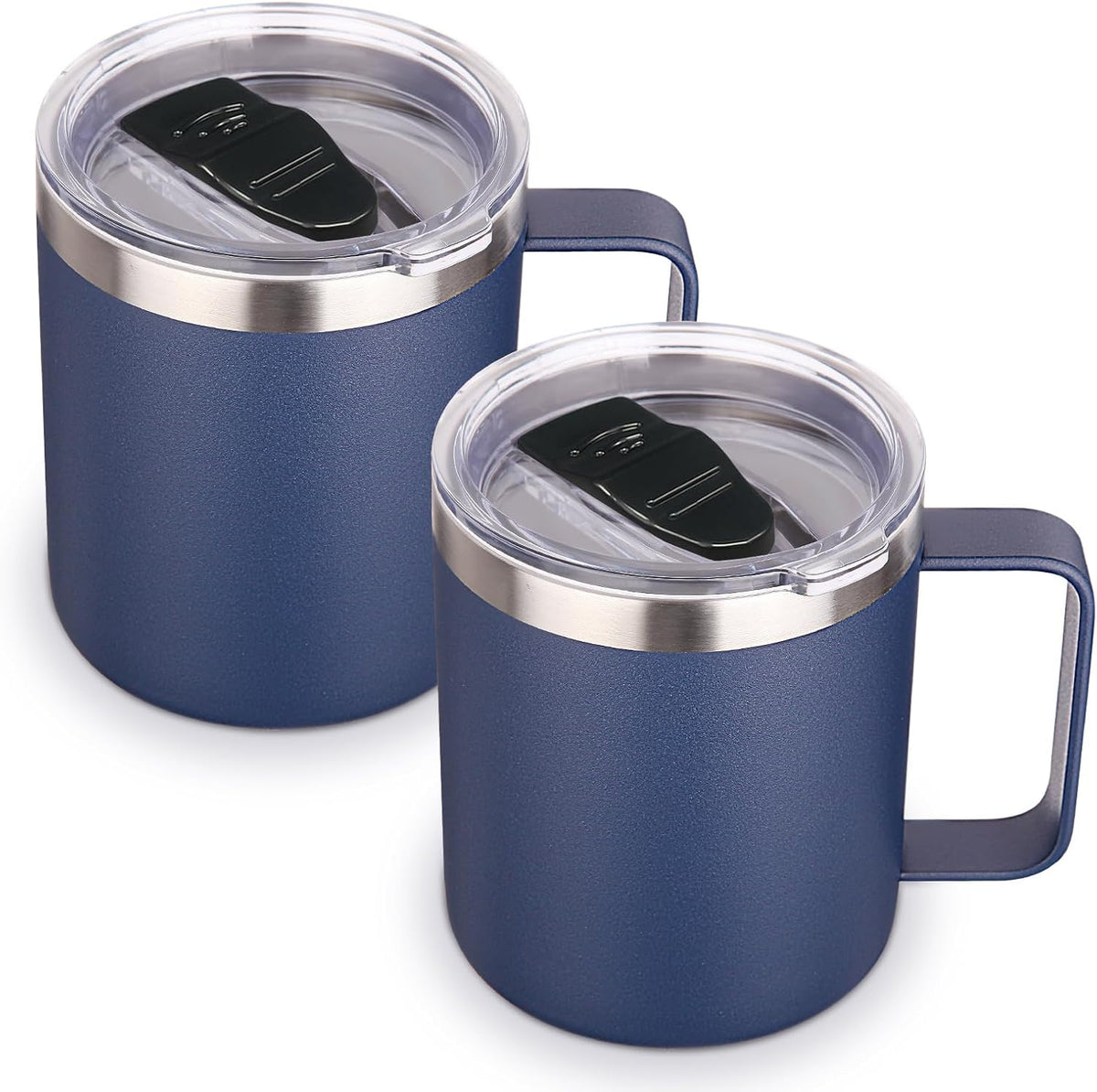 Volhoply 14oz Insulated Stainless Steel Coffee Mug with Lid Bulk,Double Wall Vacuum Travel Coffee Cup with Handle,Reusable Metal Cups Tumbler Cup,Camping Mugs,Ideal Gifts(Mix,4)