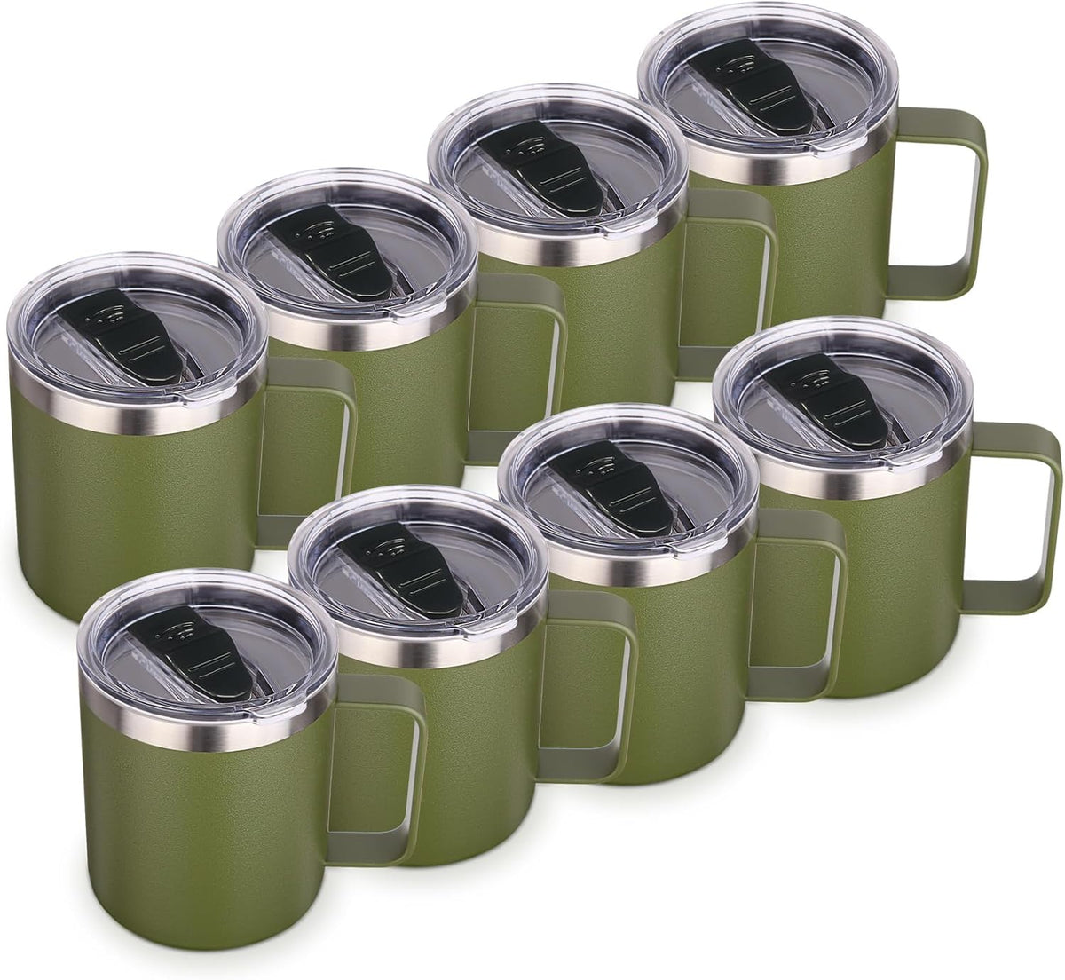 Volhoply 14oz Insulated Stainless Steel Coffee Mug with Lid Bulk,Double Wall Vacuum Travel Coffee Cup with Handle,Reusable Metal Cups Tumbler Cup,Camping Mugs,Ideal Gifts(Mix,4)