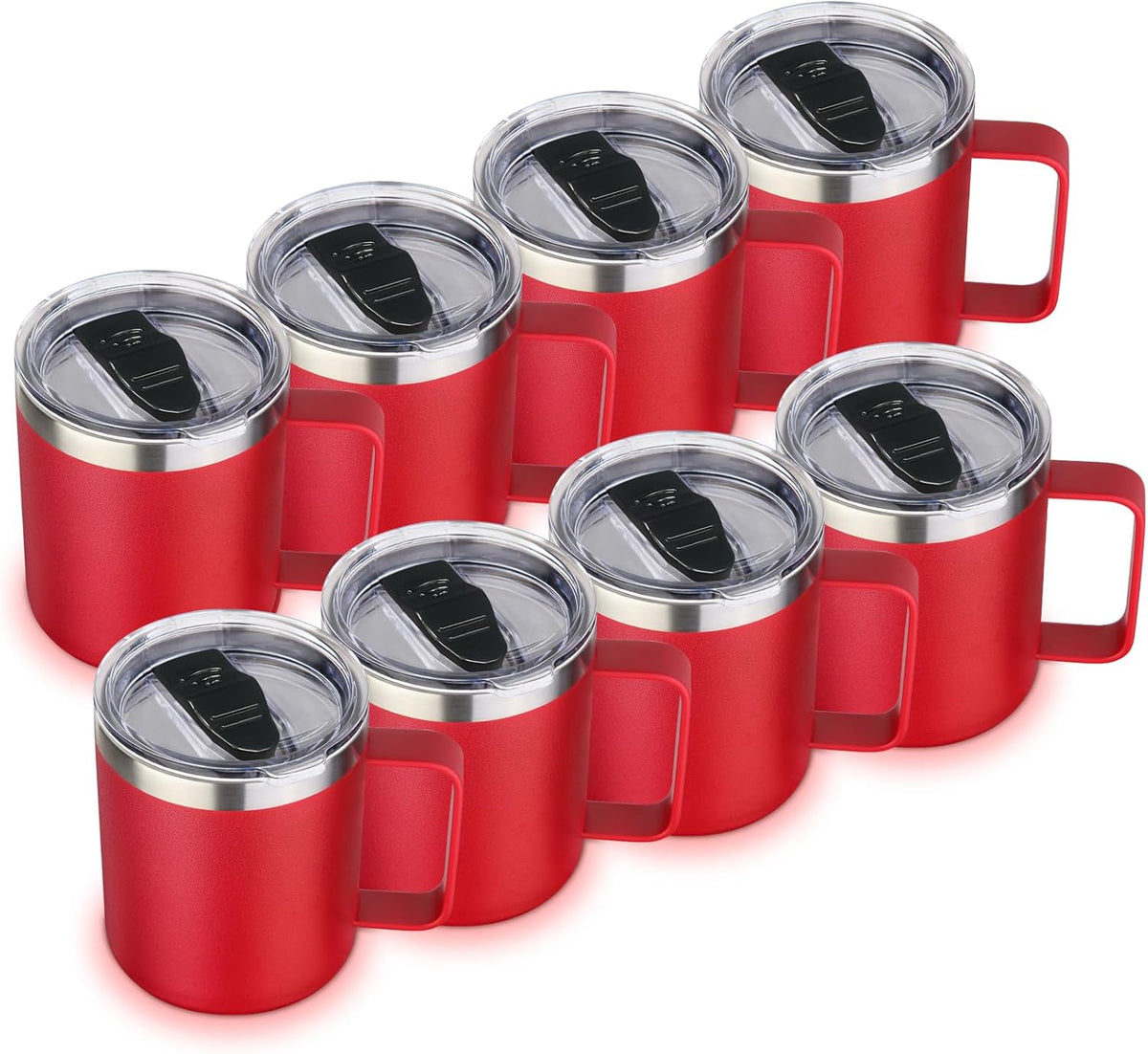 Volhoply 14oz Insulated Stainless Steel Coffee Mug with Lid Bulk,Double Wall Vacuum Travel Coffee Cup with Handle,Reusable Metal Cups Tumbler Cup,Camping Mugs,Ideal Gifts(Mix,4)