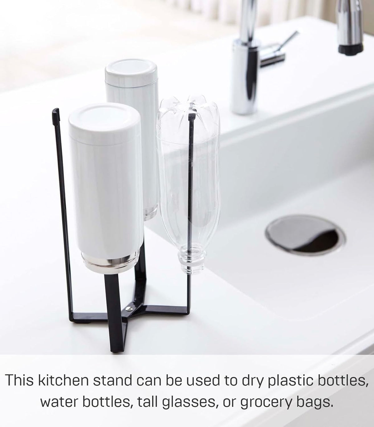 Home Tower Kitchen Multi Eco Stand - Multifunctional Plastic Bag Holder Bottle Dryer - Steel