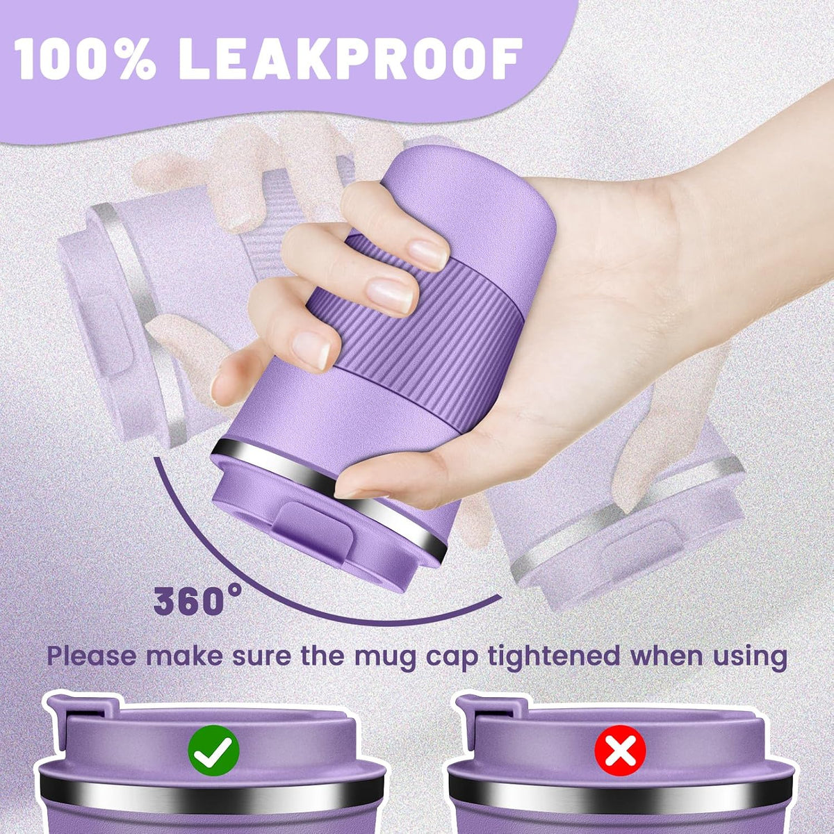 Insulated Coffee Tumblers with Flip Lid 12oz / 17oz, Stainless Steel Coffee Mug Leak Proof, Vacuum Insulated Coffee Mug Reusable Cup, Keeps Cold and Hot for Coffee Tea