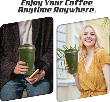 Travel coffee mugs leak-proof,coffee cups with lids, stainless steel vacuum insulated coffee tumblers, thermal insulation cups for men & women keep drinks hot & cold(2nd-Purple Pink, 17OZ)