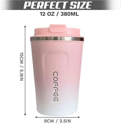 Travel coffee mugs leak-proof,coffee cups with lids, stainless steel vacuum insulated coffee tumblers, thermal insulation cups for men & women keep drinks hot & cold(2nd-Purple Pink, 17OZ)