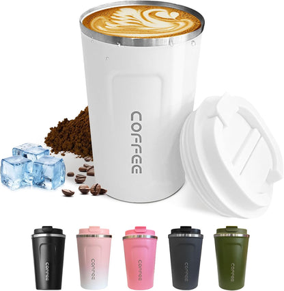 Travel coffee mugs leak-proof,coffee cups with lids, stainless steel vacuum insulated coffee tumblers, thermal insulation cups for men & women keep drinks hot & cold(2nd-Purple Pink, 17OZ)