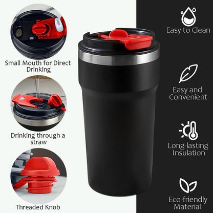 Travel coffee mugs leak-proof,coffee cups with lids, stainless steel vacuum insulated coffee tumblers, thermal insulation cups for men & women keep drinks hot & cold(2nd-Purple Pink, 17OZ)
