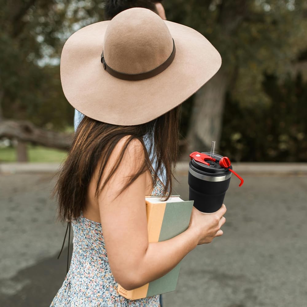 Travel coffee mugs leak-proof,coffee cups with lids, stainless steel vacuum insulated coffee tumblers, thermal insulation cups for men & women keep drinks hot & cold(2nd-Purple Pink, 17OZ)