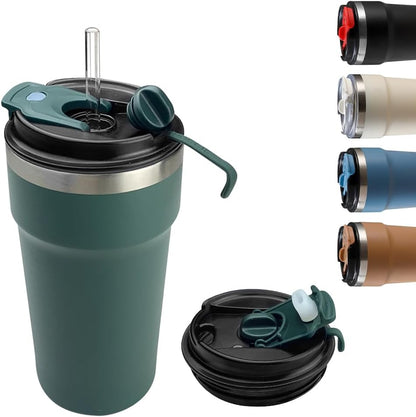 Travel coffee mugs leak-proof,coffee cups with lids, stainless steel vacuum insulated coffee tumblers, thermal insulation cups for men & women keep drinks hot & cold(2nd-Purple Pink, 17OZ)