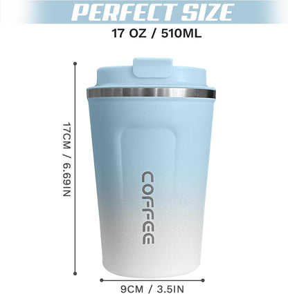 Travel coffee mugs leak-proof,coffee cups with lids, stainless steel vacuum insulated coffee tumblers, thermal insulation cups for men & women keep drinks hot & cold(2nd-Purple Pink, 17OZ)