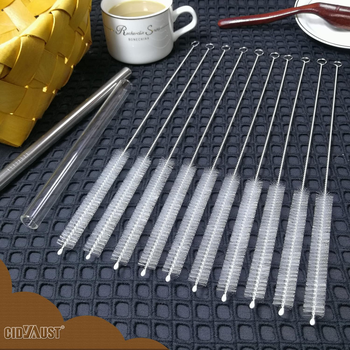 Straw Cleaner Brush for Stanley Extra Long 12 inch, Extra Wide 12mm diam Straw Brushes for 40/30/20 oz Stanley Mug, Straw Cleaning Brush for Tubes, Water Cup, Extra Long Straw Brush Set 10 Pack