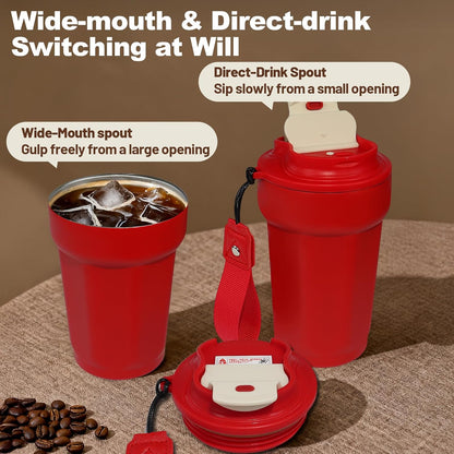 530ml Tumbler Stainless Steel Coffee Cup Travel Mug (Unpatterr, GREEN)