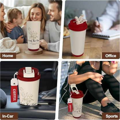 530ml Tumbler Stainless Steel Coffee Cup Travel Mug (Unpatterr, GREEN)