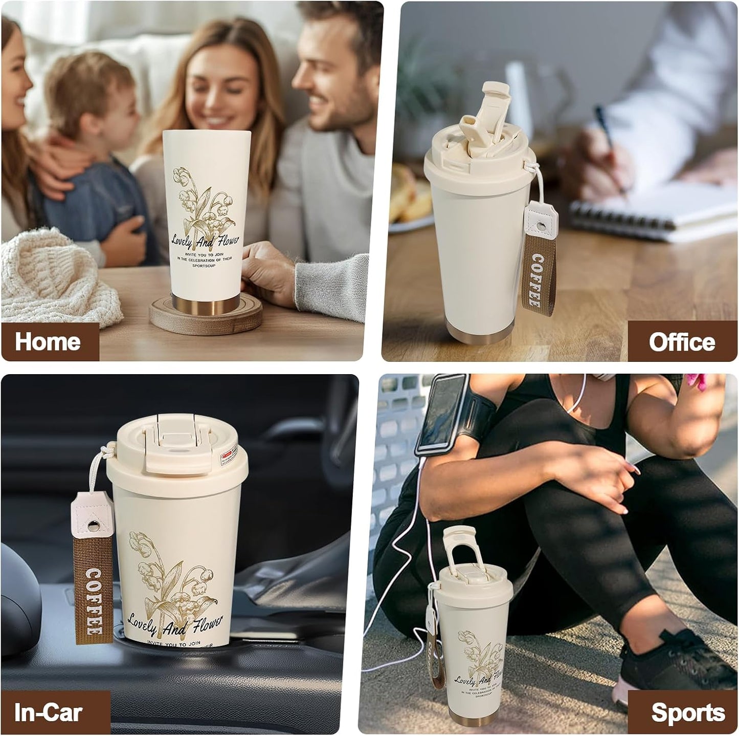 530ml Tumbler Stainless Steel Coffee Cup Travel Mug (Unpatterr, GREEN)