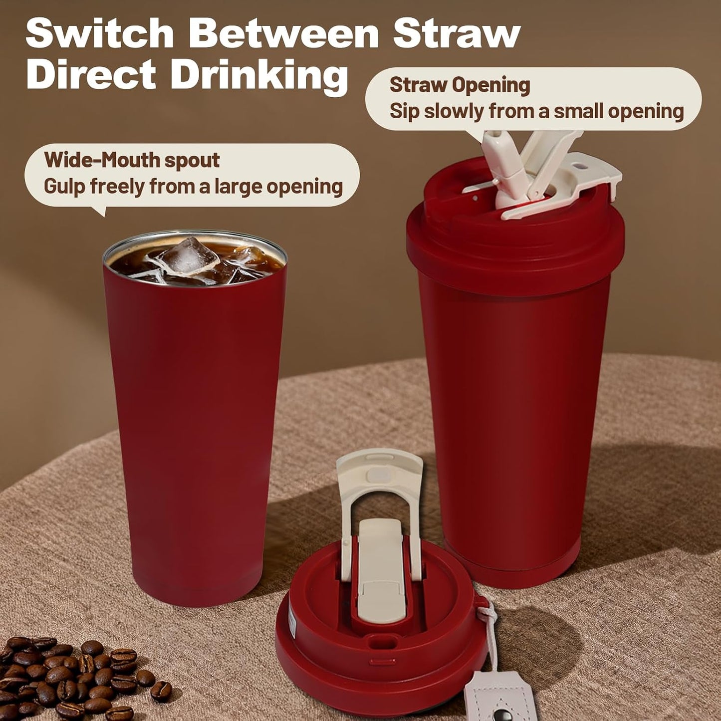 530ml Tumbler Stainless Steel Coffee Cup Travel Mug (Unpatterr, GREEN)