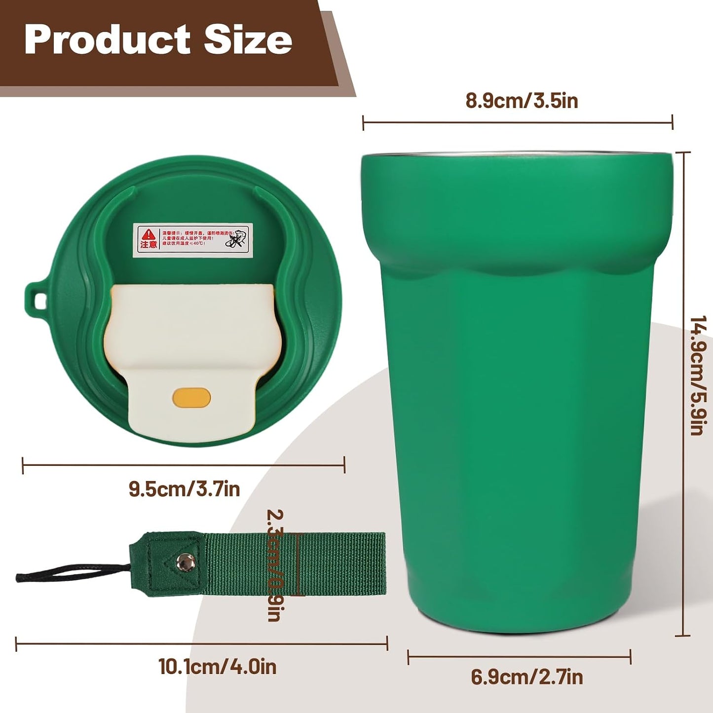 530ml Tumbler Stainless Steel Coffee Cup Travel Mug (Unpatterr, GREEN)