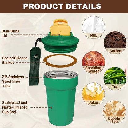 530ml Tumbler Stainless Steel Coffee Cup Travel Mug (Unpatterr, GREEN)