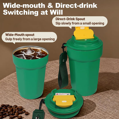 530ml Tumbler Stainless Steel Coffee Cup Travel Mug (Unpatterr, GREEN)