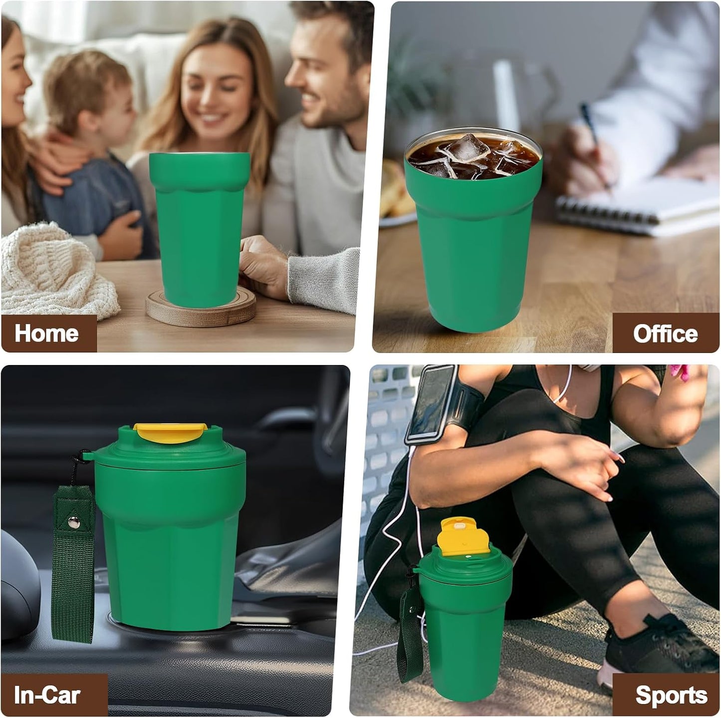 530ml Tumbler Stainless Steel Coffee Cup Travel Mug (Unpatterr, GREEN)
