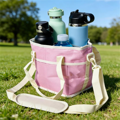 Family Size 4-Compartment Drink Carrier Bag for Coffee Cups & Tumblers, 2026 Upgrade Multiple Compartment Drink Bag Carrier, with No-Spill Base and Adjustable Strap, for Outings & Daily Use (Black)