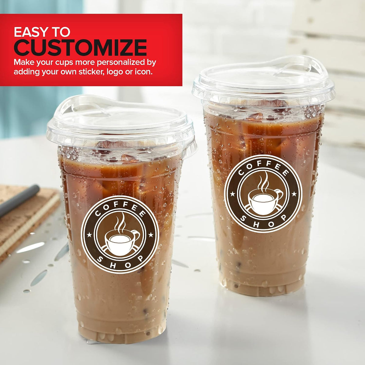 16 oz Clear Plastic Cups with Lids Disposable, Togo Drinking Cup with Strawless Sip Lid for Smoothie, Cold Brew Iced Coffee, Lemonade, Ice Latte, Boba, Party Drinks, Bulk, 16 Ounce (Set of 50)