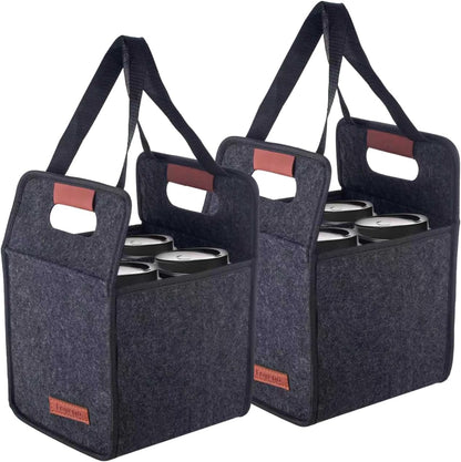 Reusable Drink Carrier with Handle, Fits 4 Cups