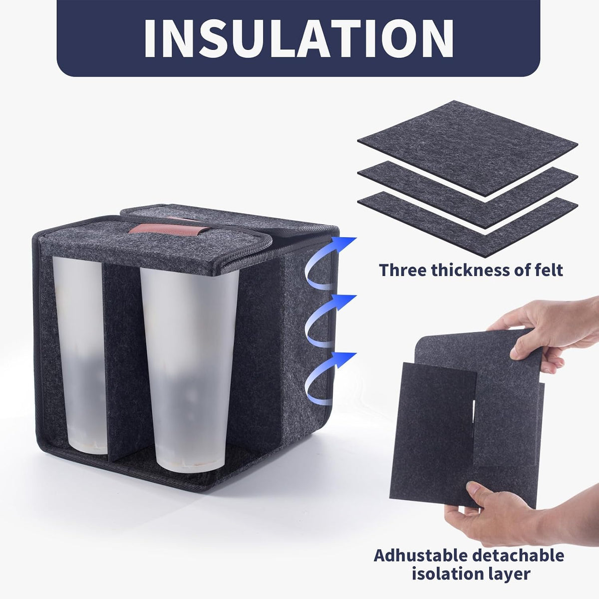 Reusable Drink Carrier with Handle, Fits 4 Cups