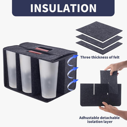 Reusable Drink Carrier with Handle, Fits 4 Cups
