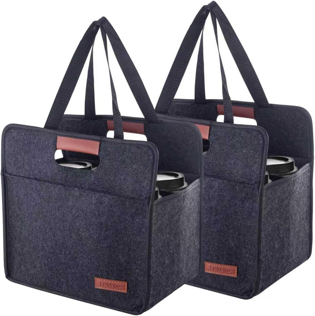 Reusable Drink Carrier with Handle, Fits 4 Cups