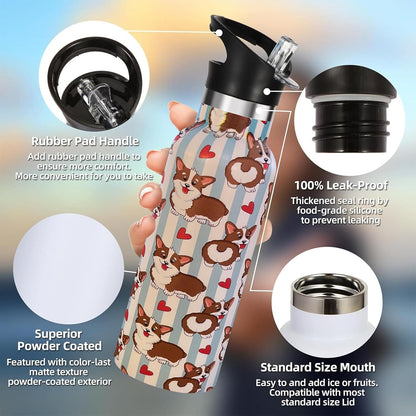 Pickleball Gifts,Pickle Water Bottle with Straw Lid Insulated Stainless Steel Travel Mugs for Sport Gym Outdoor 20oz