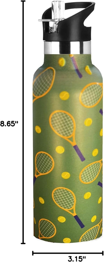 Pickleball Gifts,Pickle Water Bottle with Straw Lid Insulated Stainless Steel Travel Mugs for Sport Gym Outdoor 20oz
