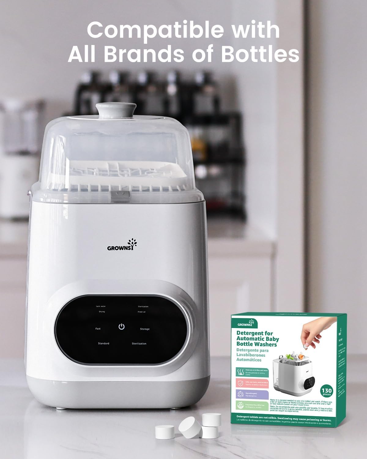 Bottle Washer Detergent Tablets, Plant-Based Enzyme