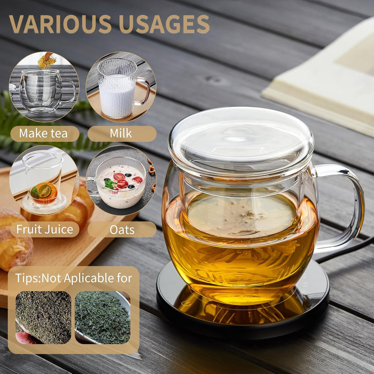 Glass Tea Cup with Infuser and Lid, 17.6oz/520ml Large Borosilicate Teacup,Tea Glass, Clear Mug for Loose Leaf Tea, Blooming Tea, Microwave & Dishwasher Safe - Tea Maker Gift for Birthday.
