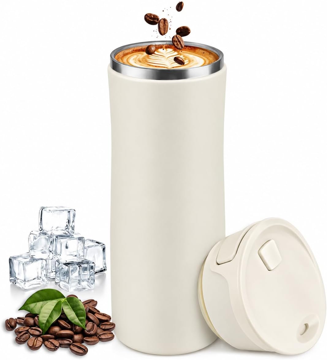 17 oz Leakproof Insulated Travel Coffee Mug with One-Hand Lid