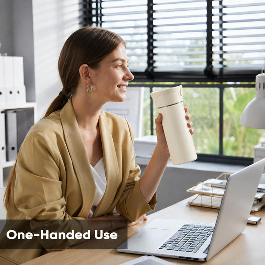 17 oz Leakproof Insulated Travel Coffee Mug with One-Hand Lid