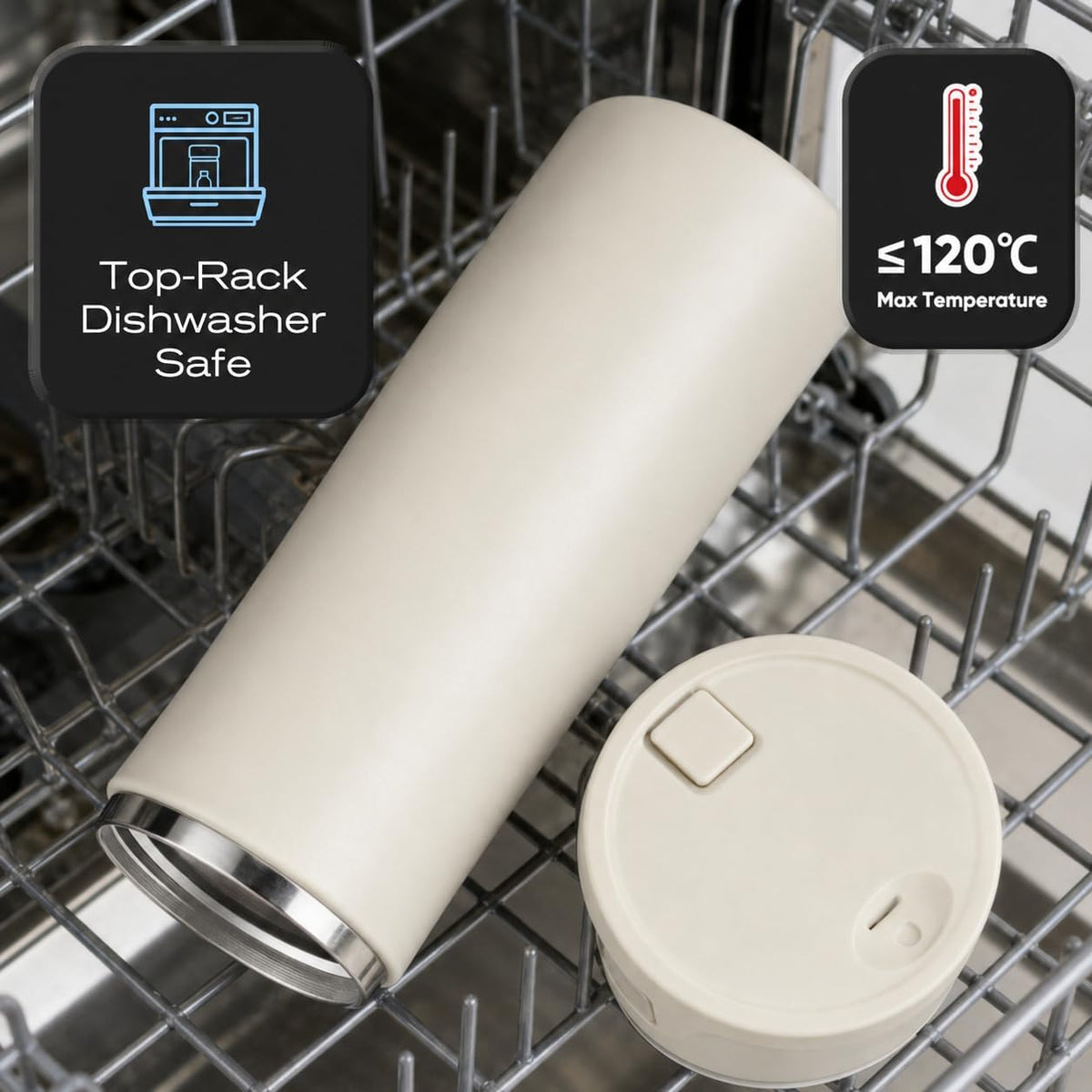 17 oz Leakproof Insulated Travel Coffee Mug with One-Hand Lid