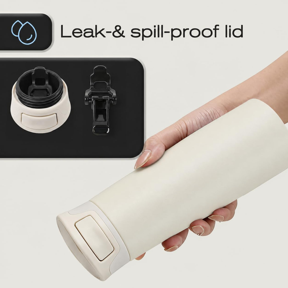 17 oz Leakproof Insulated Travel Coffee Mug with One-Hand Lid