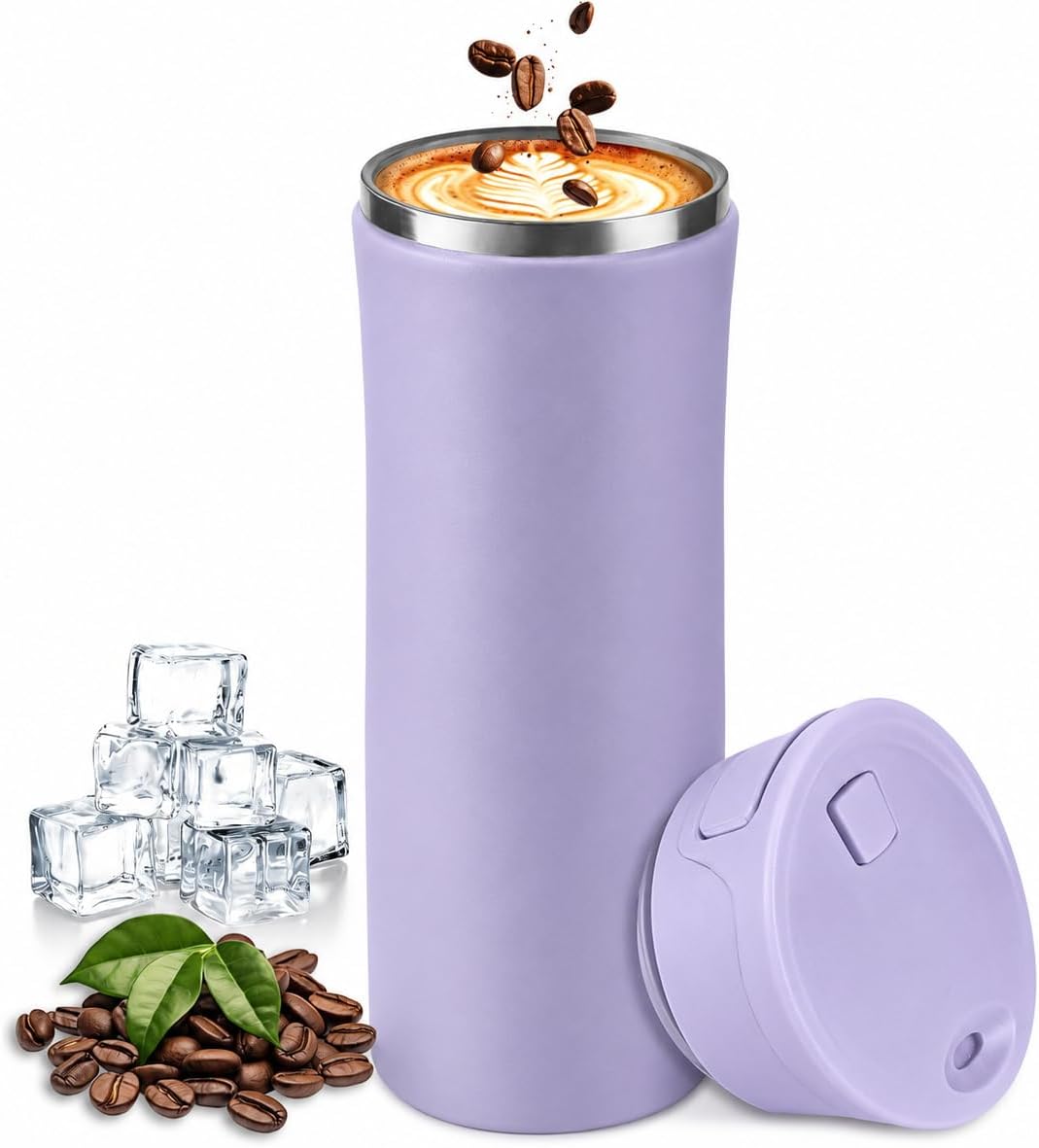 17 oz Leakproof Insulated Travel Coffee Mug with One-Hand Lid