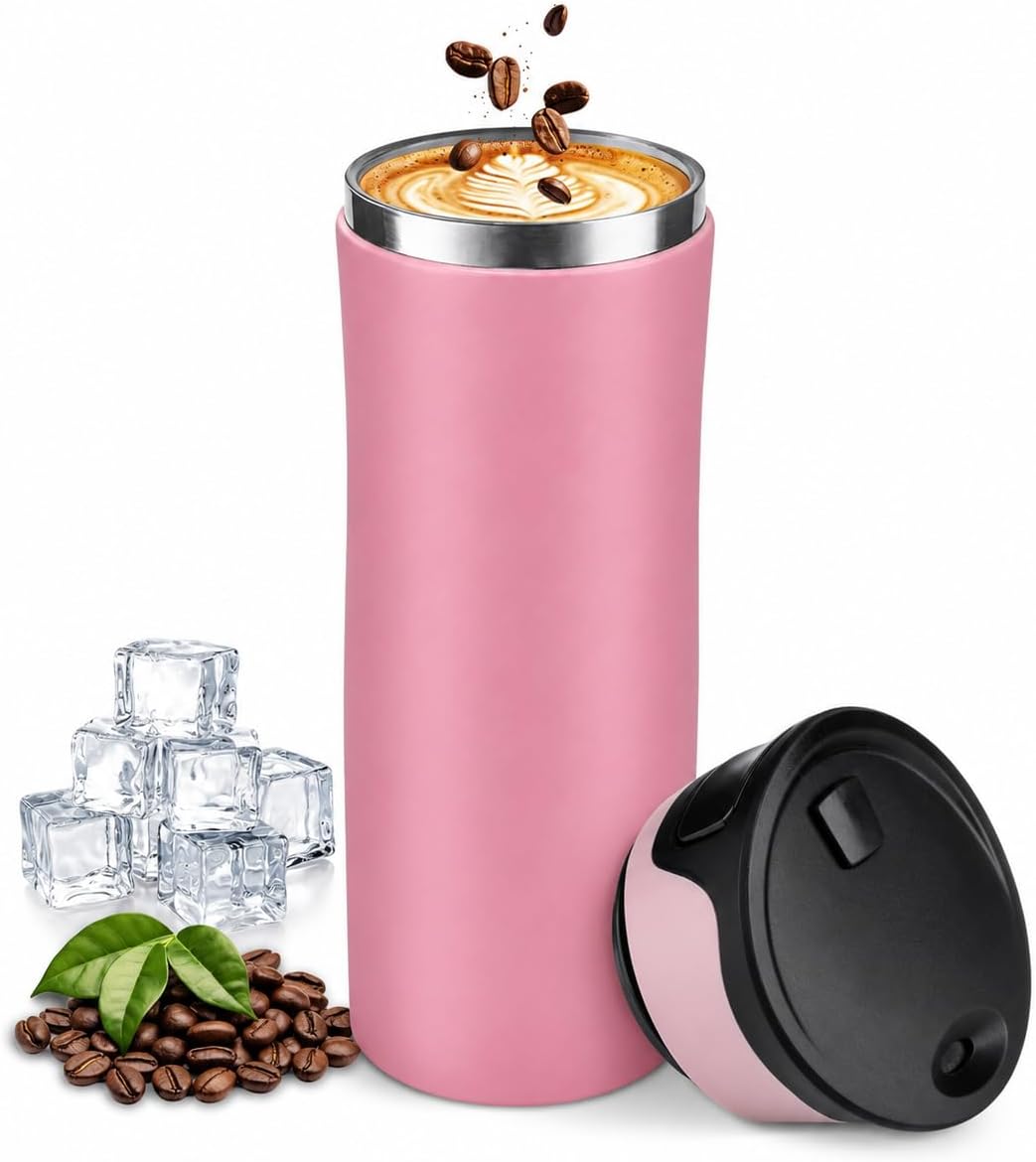 17 oz Leakproof Insulated Travel Coffee Mug with One-Hand Lid