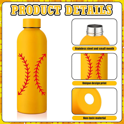 6 Pcs Softball Team Gifts Water Bottles Bulk 17 oz Softball Party Favors Decorations Stainless Steel Sports Tumblers with Bow Vacuum Insulated Reusable Leakproof Bottles for Birthday Father