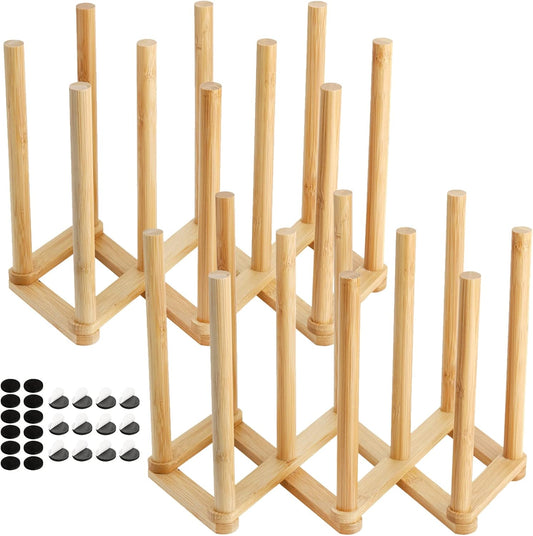 2 Pack Wooden Bottle Drying Rack - Retractable Bamboo Dish Drying Rack Stand for Water Bottles, Baby Bottles, Sippy Cups, Reusable Bags, Plates, Cutting Boards - Kitchen Counter Organizer