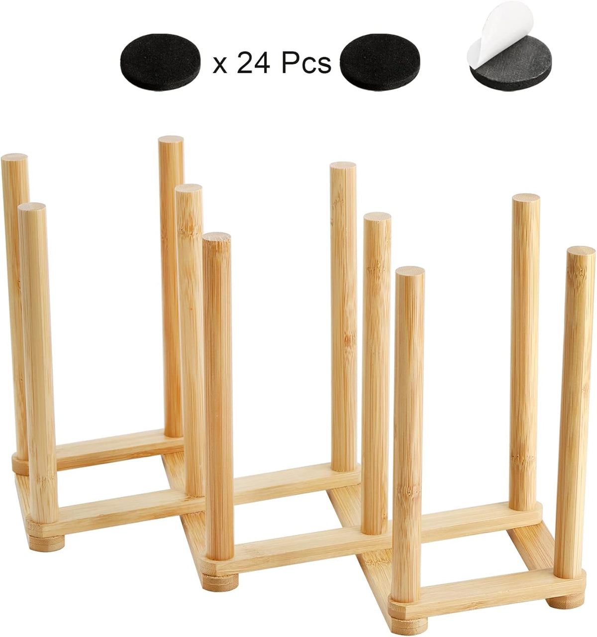2 Pack Wooden Bottle Drying Rack - Retractable Bamboo Dish Drying Rack Stand for Water Bottles, Baby Bottles, Sippy Cups, Reusable Bags, Plates, Cutting Boards - Kitchen Counter Organizer