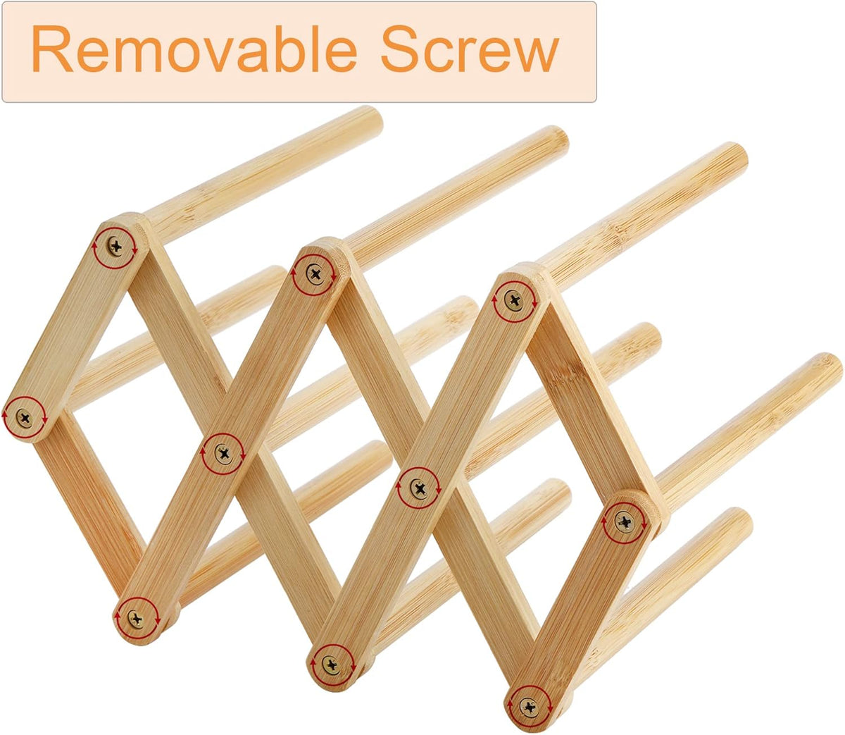 2 Pack Wooden Bottle Drying Rack - Retractable Bamboo Dish Drying Rack Stand for Water Bottles, Baby Bottles, Sippy Cups, Reusable Bags, Plates, Cutting Boards - Kitchen Counter Organizer