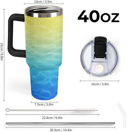 Leakproof Car Cup Vacuum Sealed With Lid For Office Crystal Clear Blue Water Ripple Print Drinkware Light Rose Red-style-5 - Colors F
