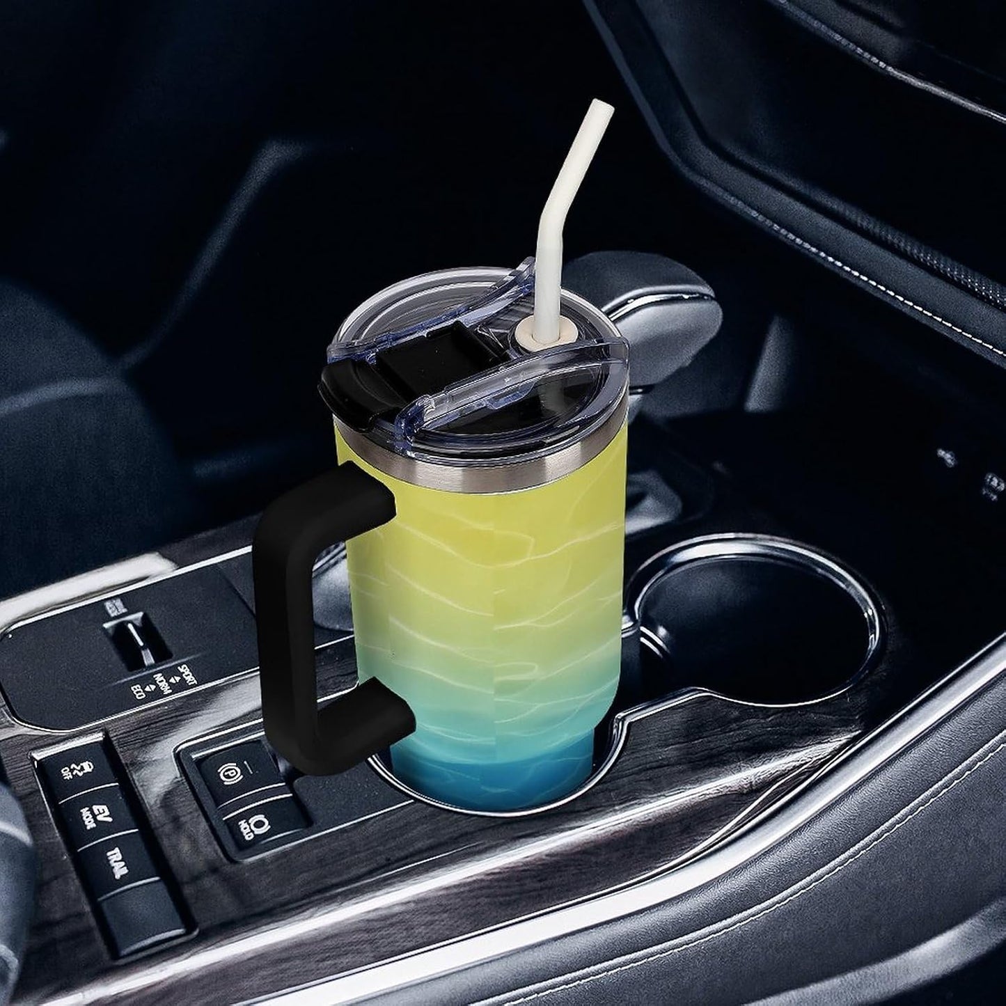 Leakproof Car Cup Vacuum Sealed With Lid For Office Crystal Clear Blue Water Ripple Print Drinkware Light Rose Red-style-5 - Colors F