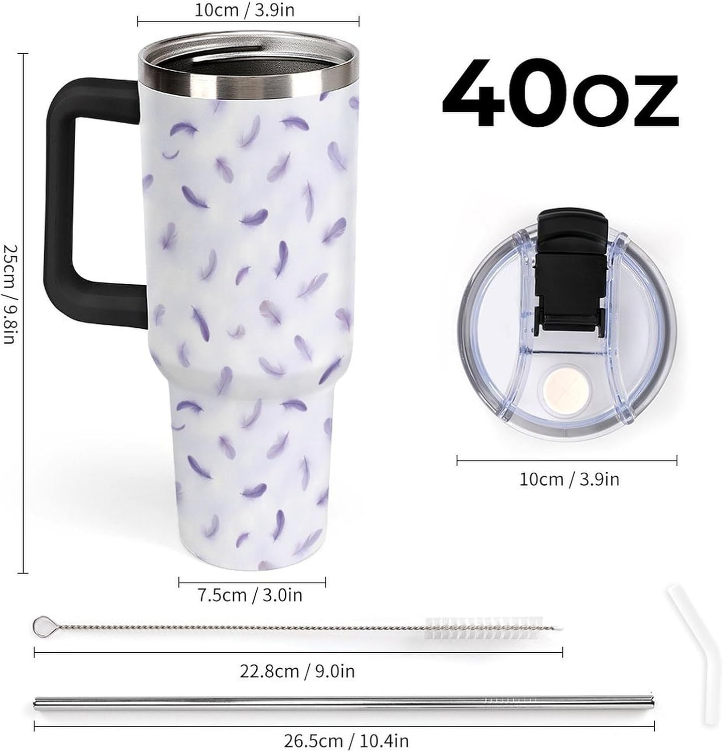 Leakproof Car Cup Vacuum Sealed With Lid For Office Crystal Clear Blue Water Ripple Print Drinkware Light Rose Red-style-5 - Colors F