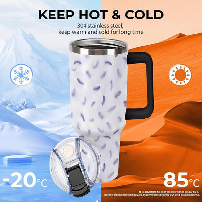 Leakproof Car Cup Vacuum Sealed With Lid For Office Crystal Clear Blue Water Ripple Print Drinkware Light Rose Red-style-5 - Colors F