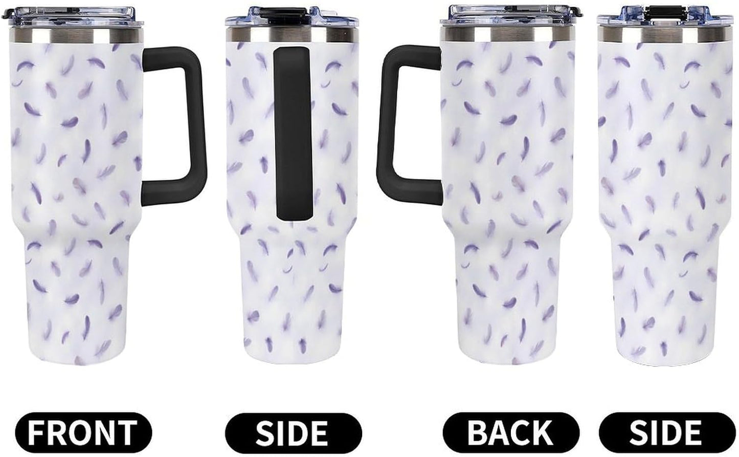 Leakproof Car Cup Vacuum Sealed With Lid For Office Crystal Clear Blue Water Ripple Print Drinkware Light Rose Red-style-5 - Colors F