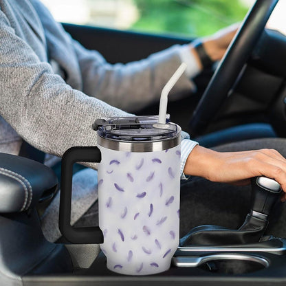 Leakproof Car Cup Vacuum Sealed With Lid For Office Crystal Clear Blue Water Ripple Print Drinkware Light Rose Red-style-5 - Colors F