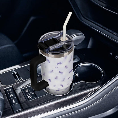Leakproof Car Cup Vacuum Sealed With Lid For Office Crystal Clear Blue Water Ripple Print Drinkware Light Rose Red-style-5 - Colors F