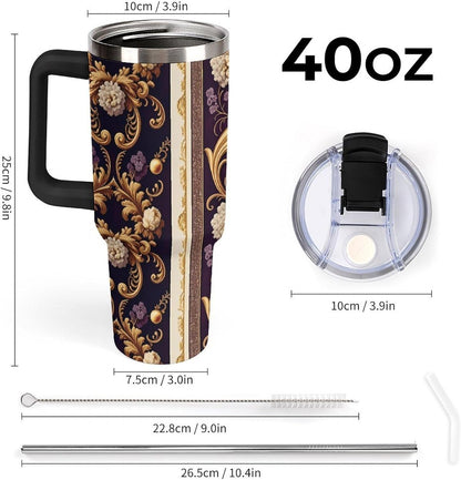 Leakproof Car Cup Vacuum Sealed With Lid For Office Crystal Clear Blue Water Ripple Print Drinkware Light Rose Red-style-5 - Colors F