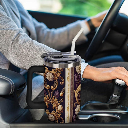 Leakproof Car Cup Vacuum Sealed With Lid For Office Crystal Clear Blue Water Ripple Print Drinkware Light Rose Red-style-5 - Colors F
